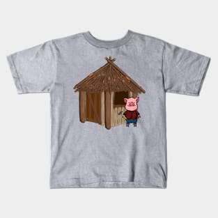 Three Pigs Stick House Lazy Halloween Costume Kids T-Shirt